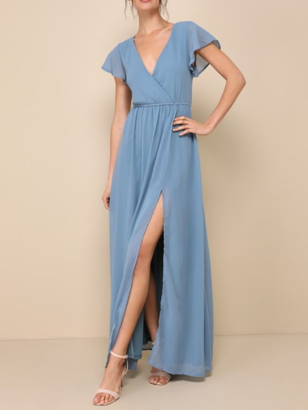 Lulus Lost In The Moment Slate Blue Maxi Dress - Size M